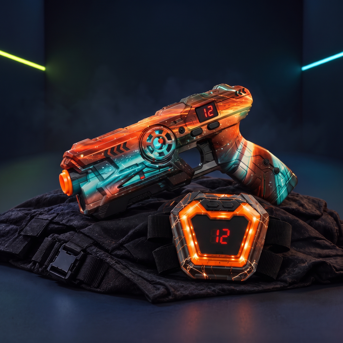 Neon Infrared Laser Tag Set with LED Vests · 2–12 Players